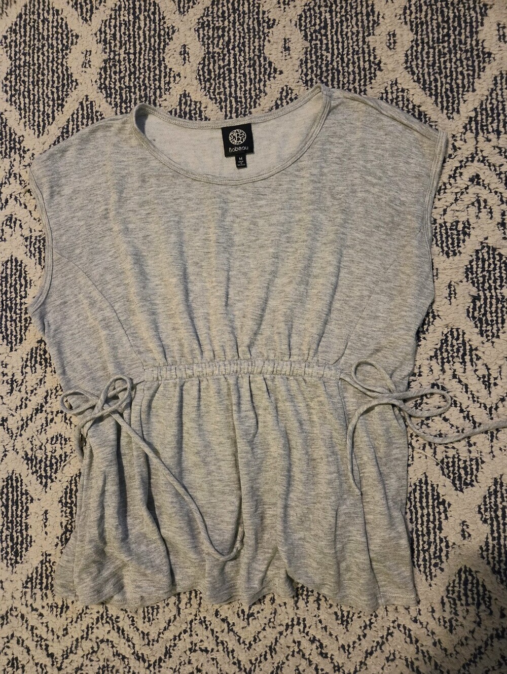 Bobeau Heather Light Gray Cinch-Waist Cap Sleeve Top